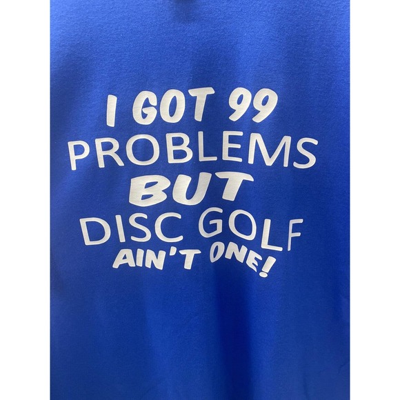 Disc Golf Shirt 99 PROBLEMS Disc Golf Custom Vinyl Logo XL T-Shirt Blue - Picture 7 of 7